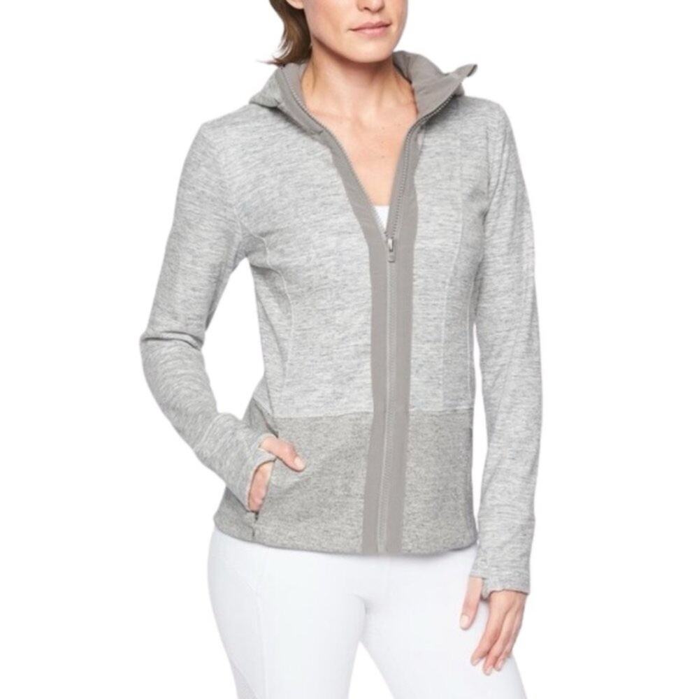 Athleta Fitted Victory Hoodie Heather Gray XS Active Outdoor Yoga Casual Grey